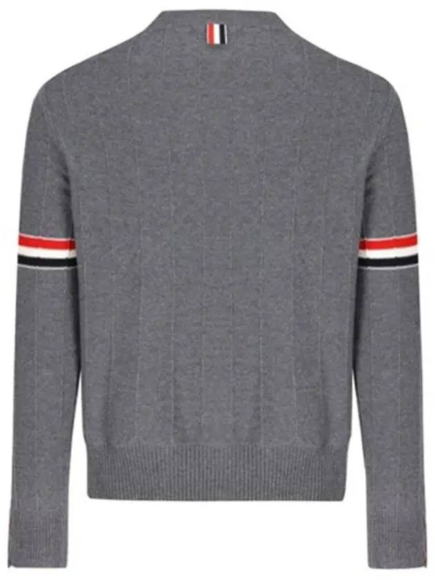 Men's Wool Relaxed Pullover Knit Top Med Grey - THOM BROWNE - BALAAN 3