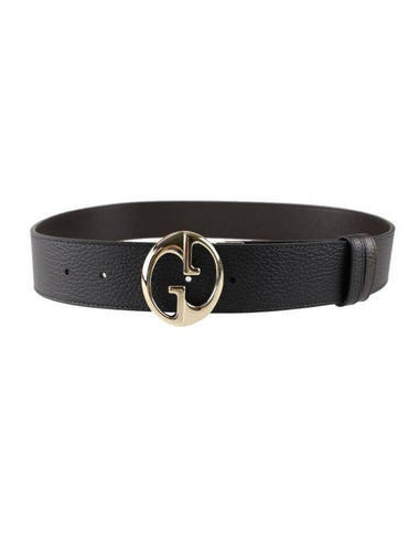 GG interlocking gold plated reversible leather belt black brown - GUCCI - BALAAN 1