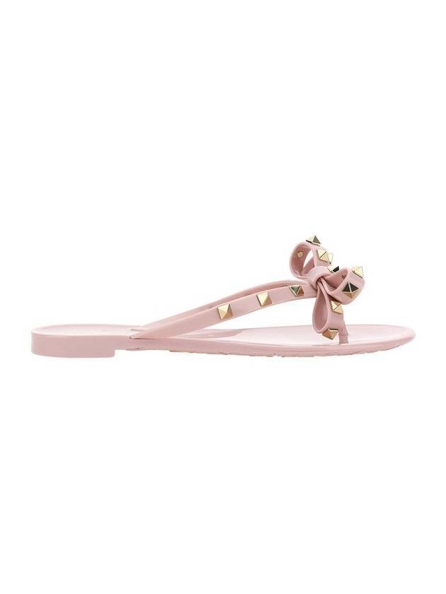 Ribbon Rockstud Flip Flops Water Rose - VALENTINO - BALAAN 2