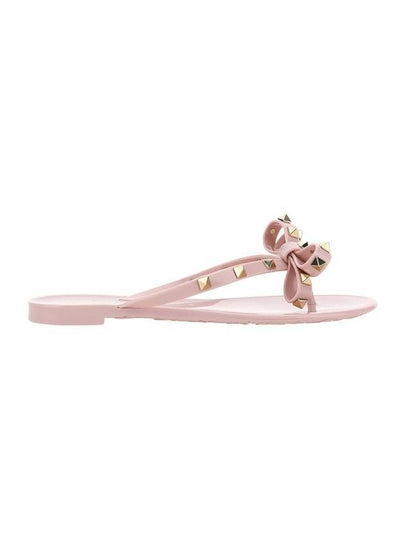 Ribbon Rockstud Flip Flops Water Rose - VALENTINO - BALAAN 2