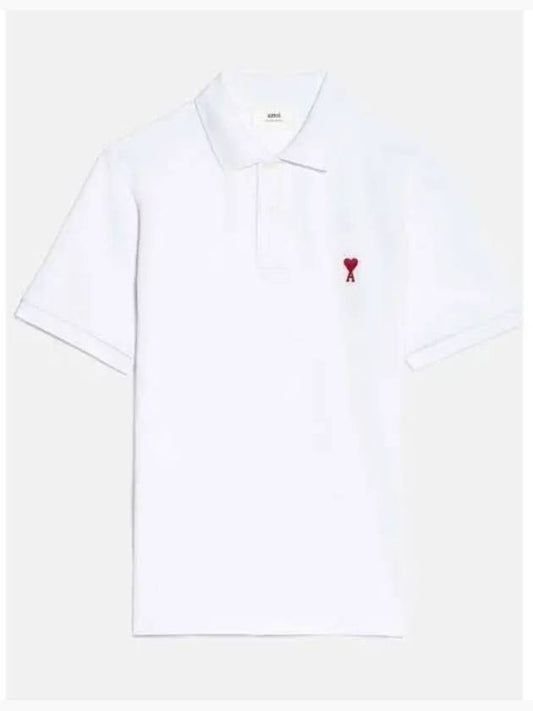 Small Heart Logo Polo Shirt White - AMI - BALAAN 2