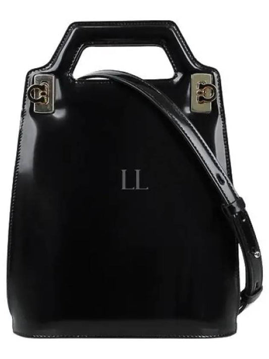 Wanda North South Mini Tote Bag Black - SALVATORE FERRAGAMO - BALAAN 2