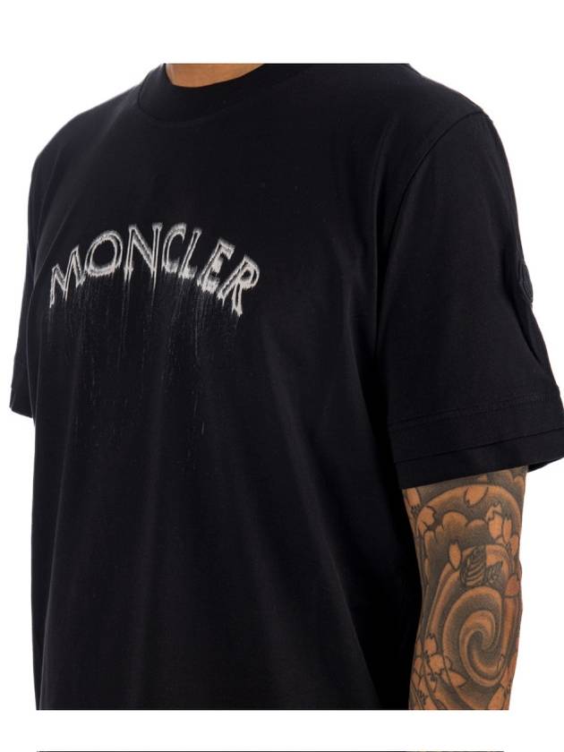 Powder Effect Logo Cotton Short Sleeve T-Shirt Black - MONCLER - BALAAN 6