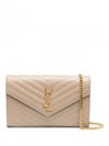 Monogram Matelasse Chain Shoulder Bag Beige - SAINT LAURENT - BALAAN 2