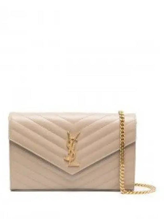 Monogram Matelasse Chain Shoulder Bag Beige - SAINT LAURENT - BALAAN 2