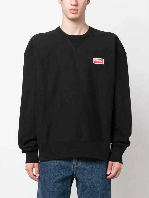 Paris Logo Crew Neck Cotton Sweatshirt Black - KENZO - BALAAN 4