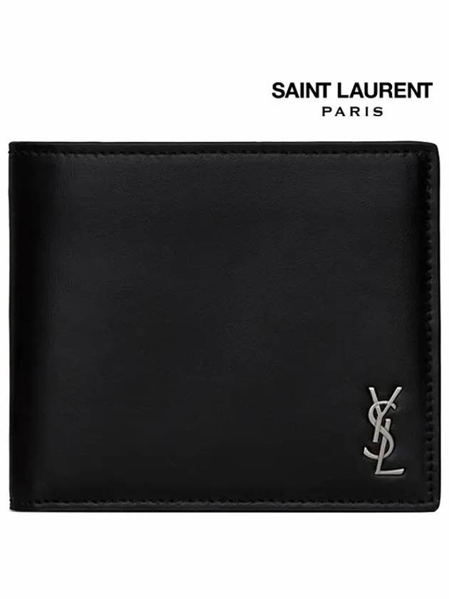 Tiny Cassandre East West Wallet in Matte Leather Black - SAINT LAURENT - BALAAN 3