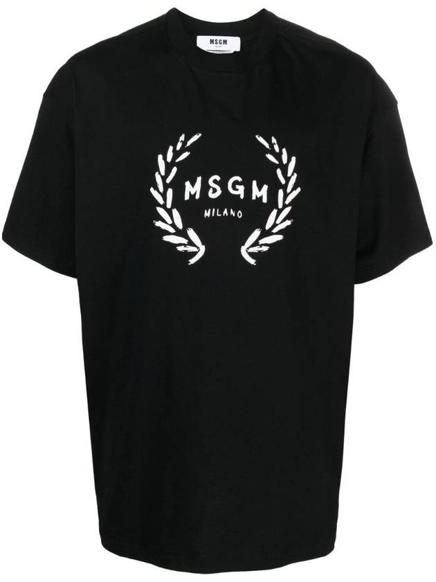 Milano Logo Print Cotton Short Sleeve T-Shirt Black - MSGM - BALAAN 1