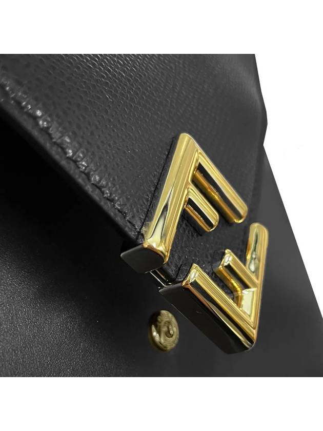 FF gold logo large clutch bag black - FENDI - BALAAN 5