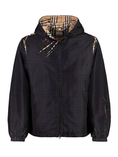 Sliced Check Zip-Up Hoodie Black - BURBERRY - BALAAN 1