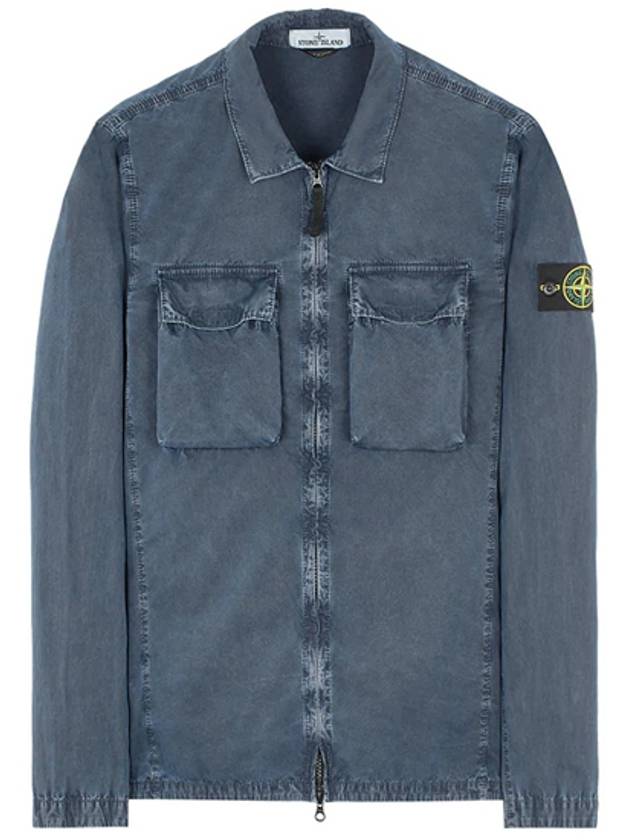 Front Pocket Wappen Patch Overshirt Zip-Up Jacket Navy - STONE ISLAND - BALAAN 2