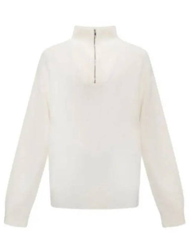 Lamar Quarter Zip-Up Knit Top White - THEORY - BALAAN 1