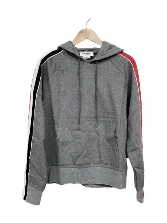 Three Stripe Cotton Hoodie Grey - THOM BROWNE - BALAAN 2