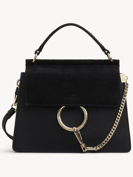 Faye Leather Suede Shoulder Bag Black - CHLOE - BALAAN 2