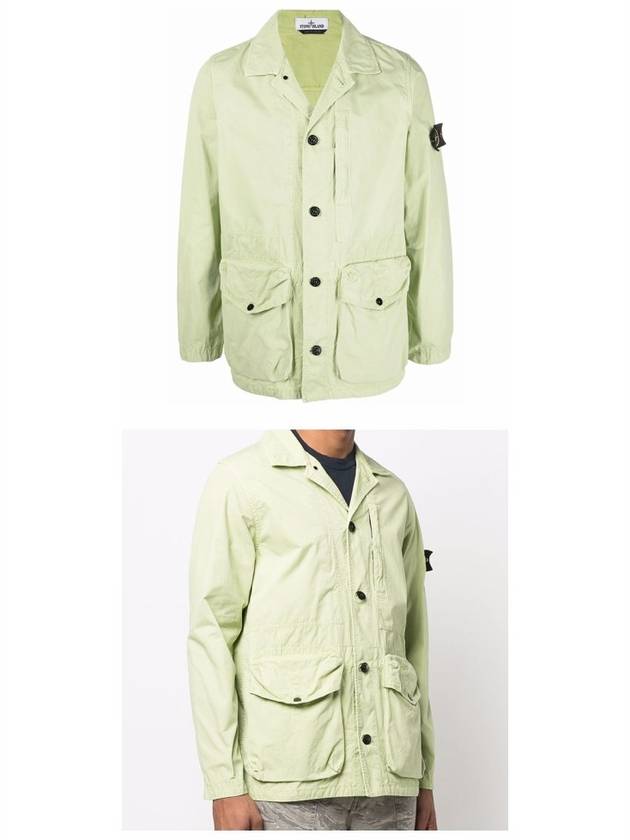 Brushed Cotton Canvas Old Effect Jacket Aqua Green - STONE ISLAND - BALAAN 5