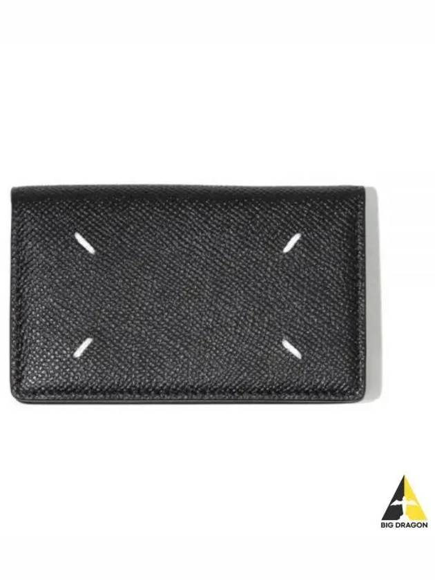 Stitched Leather Card Wallet Black - MAISON MARGIELA - BALAAN 2