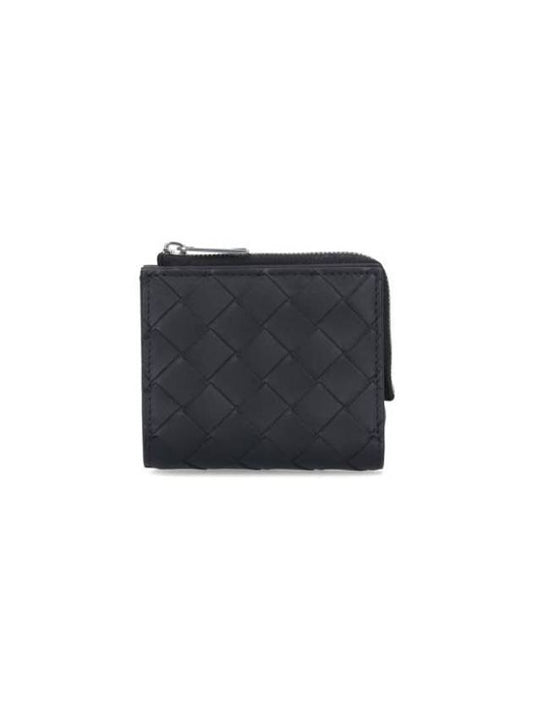 Intrecciato Bifold Calfskin Half Wallet Black - BOTTEGA VENETA - BALAAN 1