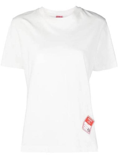 Logo Patch Short Sleeve T-shirt White - KENZO - BALAAN 1