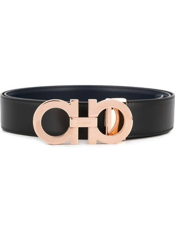 Reversible Gancini Belt Black - SALVATORE FERRAGAMO - BALAAN.