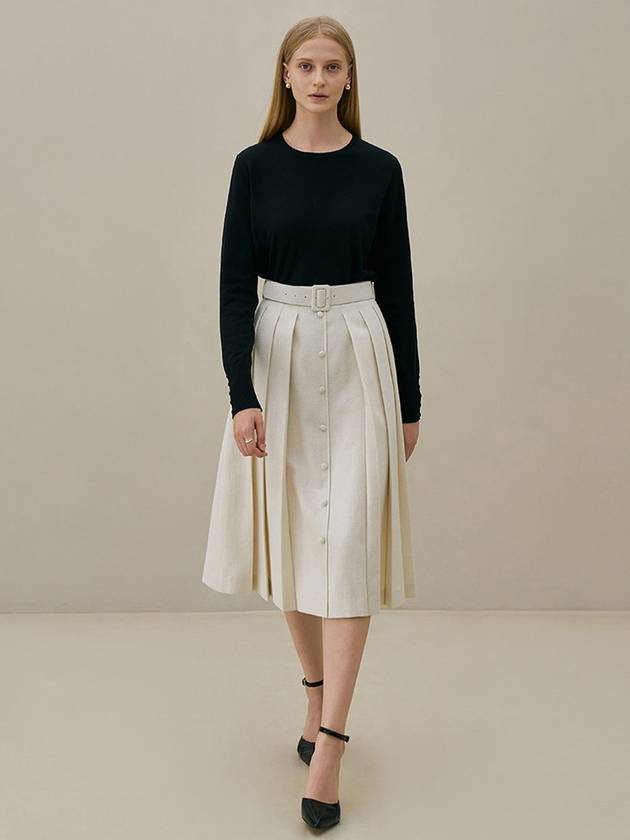 JANE Belt Pleated Skirt Ivory - AME - BALAAN 4