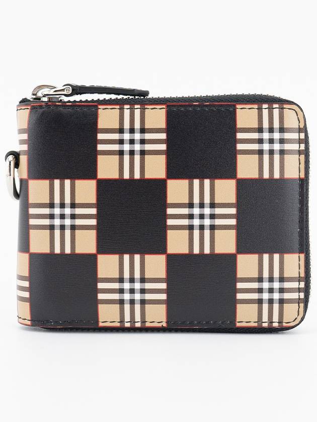 Check Board Zipper Half Wallet Black Beige - BURBERRY - BALAAN 2