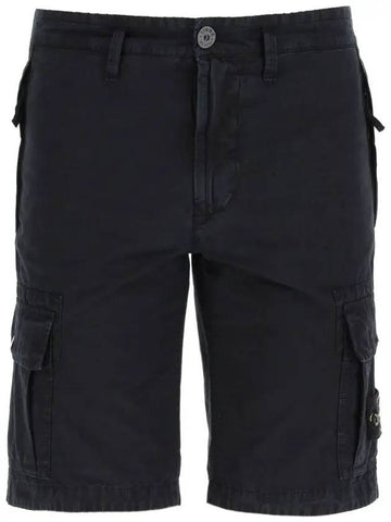 Men's Wappen Patch Pocket Bermuda Cargo Shorts Navy - STONE ISLAND - BALAAN 1