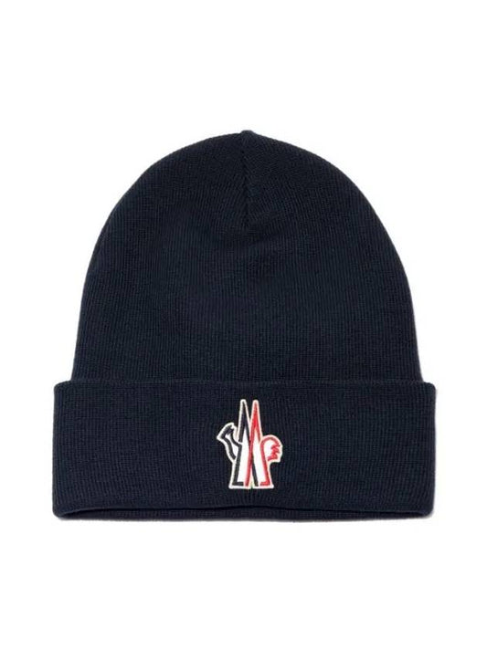 Grenoble Wool Beanie Navy - MONCLER - BALAAN 2