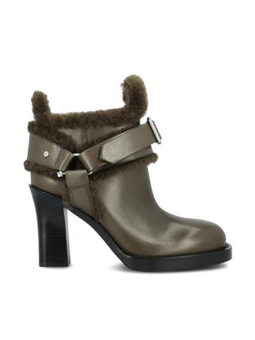 Shearling Cosy High Heel Stirrup Middle Boots Green - BURBERRY - BALAAN 1