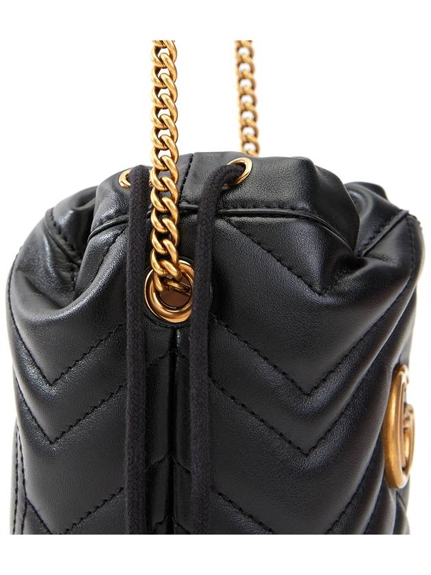 GG Marmont Gold Chain Mini Bucket Bag Black - GUCCI - BALAAN 11