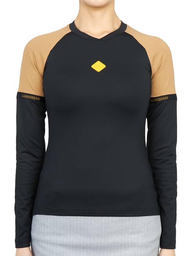 Women's Sienna Slim Fit Golf Long Sleeve T-Shirt Black - J.LINDEBERG - BALAAN 2