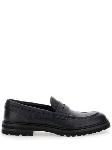 'Altavilla' Black Loafers With Dg Logo On The Heel In Brushed Leather Man - DOLCE&GABBANA - BALAAN 1