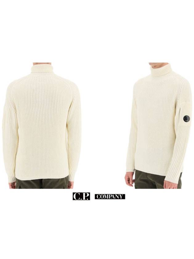 Men's Logo Rib Wool Turtleneck White - CP COMPANY - BALAAN 4