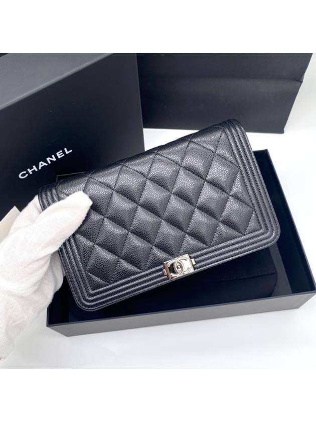 Boy  Cossbody Bag Grained Calfskin Ruthenium Black - CHANEL - BALAAN 4