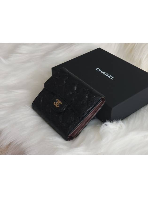 Small Classic Flap Wallet Grained Calfskin & Gold Black - CHANEL - BALAAN 5