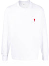 Small Heart Logo Long Sleeve T-Shirt White - AMI - BALAAN 2