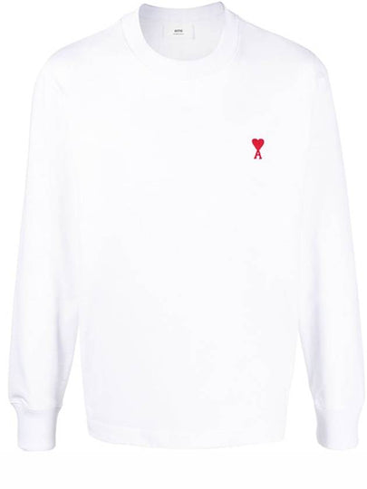 Small Heart Logo Long Sleeve T-Shirt White - AMI - BALAAN 2