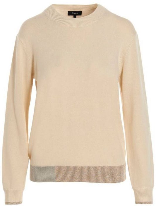 solid crew neck knit top beige - THEORY - BALAAN 1