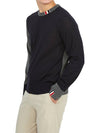 Tonal Crew Neck Virgin Wool Knit Top Grey Navy - THOM BROWNE - BALAAN 6