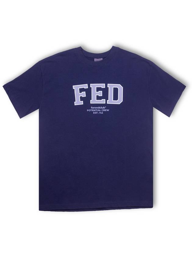 Overfit FED Signature Logo Short Sleeve T-Shirt Navy - FOREEDCLUB - BALAAN 2