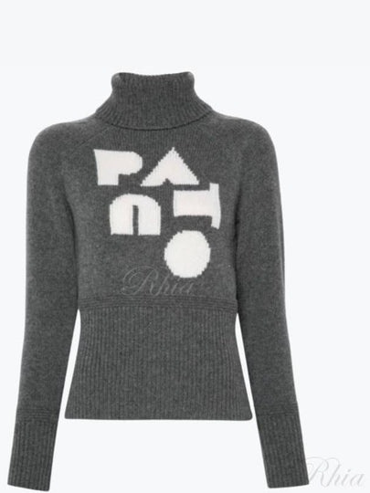 Wool Cashmere Turtleneck Grey - PATOU - BALAAN 2