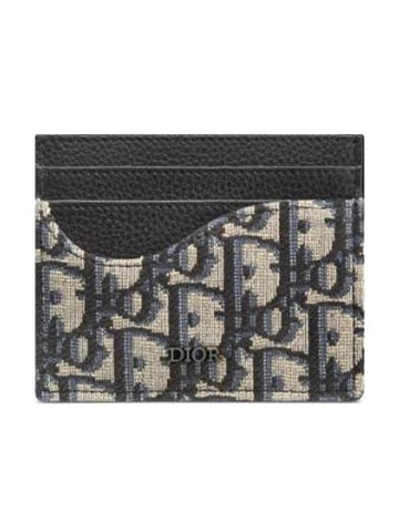 Oblique Saddle Card Wallet Black Beige - DIOR - BALAAN 1