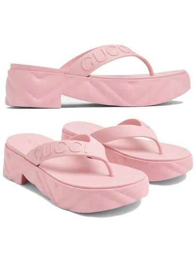 Women's Logo Thong Platform Flip Flops Pink - GUCCI - BALAAN 2