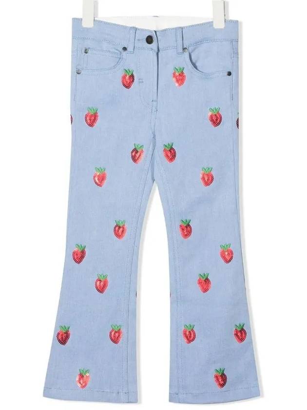 Kids Strawberry Denim Pants 8Q6BR0 Z0153 606RO - STELLA MCCARTNEY - BALAAN 1