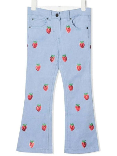 Kids Strawberry Denim Pants 8Q6BR0 Z0153 606RO - STELLA MCCARTNEY - BALAAN 1