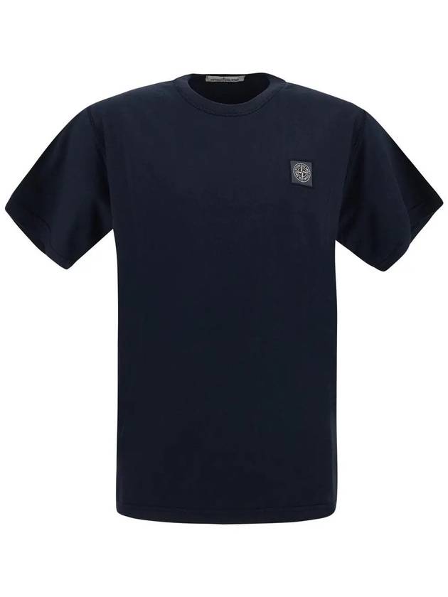 Pisato Effect Logo Patch Short Sleeve T-Shirt Navy - STONE ISLAND - BALAAN 4