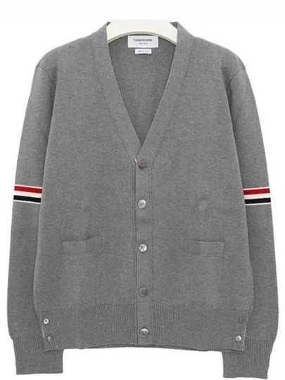 Milano Stitch Sprite Armband Cotton V-neck Cardigan Light Grey - THOM BROWNE - BALAAN 2