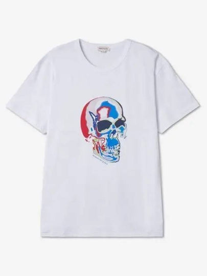 Solarised Skull Print Short Sleeve T-shirt White - ALEXANDER MCQUEEN - BALAAN 2