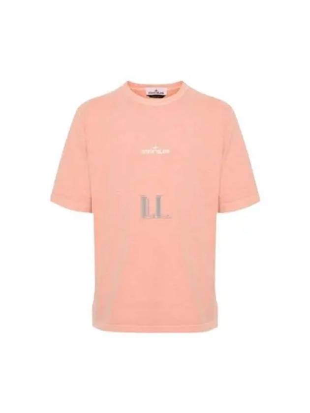 Logo Print Short Sleeve T-Shirt Pink - STONE ISLAND - BALAAN 2