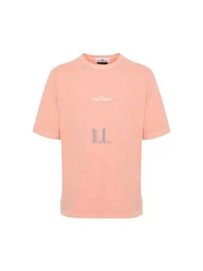 Logo Print Short Sleeve T-Shirt Pink - STONE ISLAND - BALAAN 2