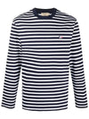 Fox Logo Stripe Long Sleeve T-Shirt Navy - MAISON KITSUNE - BALAAN 3